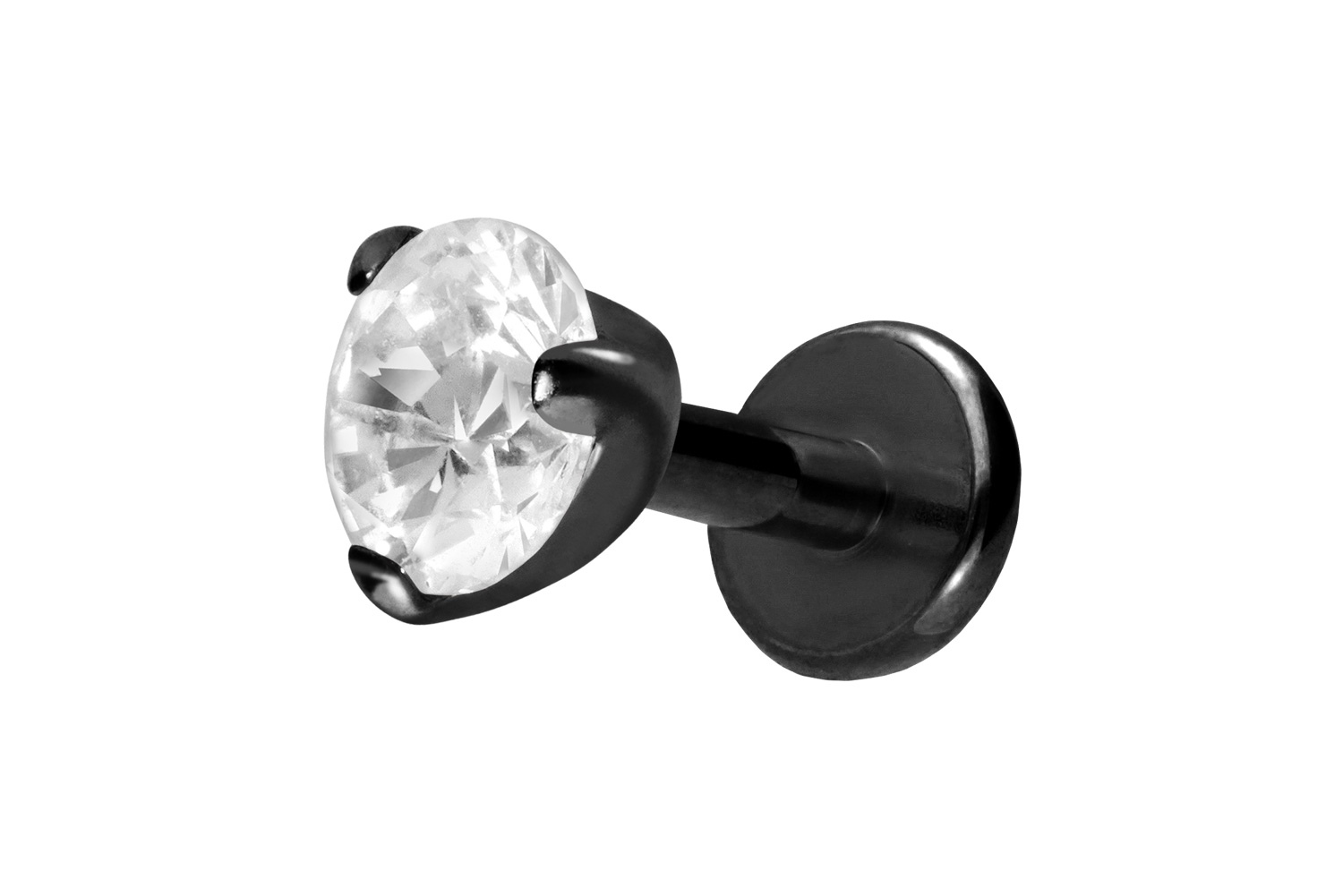 Titan Labret Piercing mit Innengewinde EINGEFASSTER KRISTALL